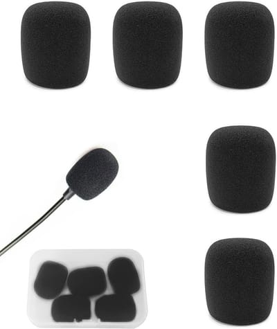 Set van 5 Schuim Vervangingen voor Windbescherming van Microfoons en Headsets, Ideaal voor Educatie, Podiumoptredens en Vergaderingen, Zwart