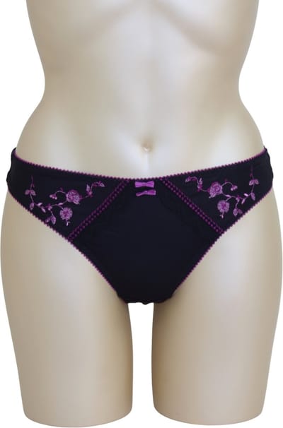 Freya - Mischa - zwarte slip met accenten en roze bloemen - Maat S / 36