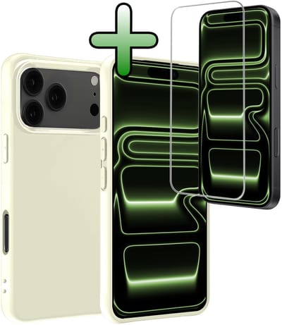 Hoesje Met Screenprotector - Geschikt voor iPhone 17 Pro / 18 Pro - Sterk & Shockproof - Back Cover - Siliconen Case - Telefoon Hoes - Wit