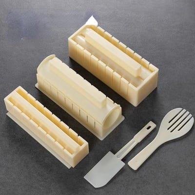 Sushi DIY Roll Maker Kit Sushi Gladde Anti-aanbak Groef Rijstroller Vorm Mal Chef Keukenset wit