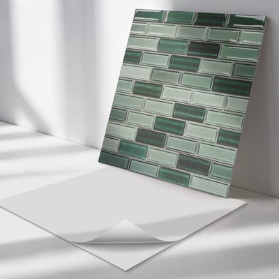 Wallfluent Vinyl Tegels - Rechthoekige Mozaïek Vinyl Vloer Tegels - 30 cm x 30 cm - Groente PVC Tegels - Set van 9 - Vierkant PVC Tegels - Texturen Plaktegels - Zelfklevende Vinyltegels - Plaktegels Keuken en Badkamer
