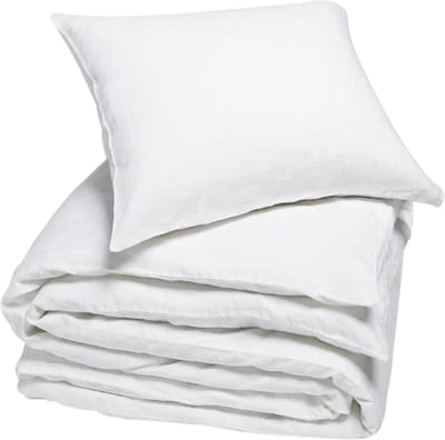 Yumeko dekbedovertrek gewassen linnen wit 140x220 + 1/60x70 - Biologisch & ecologisch