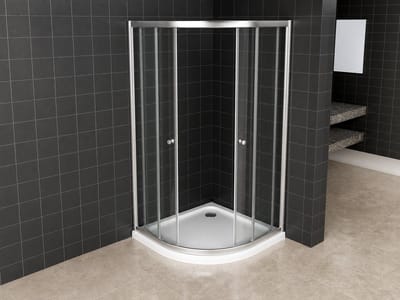 ZIMMER Douchecabine CURVE Kwartrond 90x90 cm Chroom – Schuifdeur Soft-Close – 6 mm Veiligheidsglas – Anti-kalk