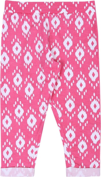 Roze legging voor meisjes met een wederkerend patroon - YD / 80