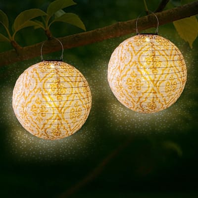 Set van 2 Retro Solar Lantaarns van 30 cm, LED Tuinverlichting, Weerbestendige Hanglantaarns voor Buiten, Tuin, Feest en Bruiloft