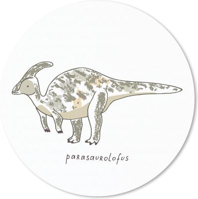 Muismat rond 20x20 cm - Mousepad Kinderkamer- Parasausolophus - Dinosaurus - Jongen - Meisjes - Kindje - Ronde muismatten