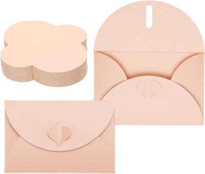 100 Stuks Kleine Cadeaukaart Enveloppen met Hartsluiting - Roze Mini Enveloppen voor Bedrijfskaarten, Bruiloften, Verjaardagen en Uitnodigingen - Afmetingen 100x7 cm
