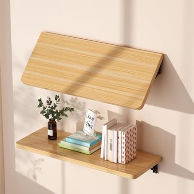 Opvouwbare Werktafel - Wandklaptafel - Ruimte Besparen - Verstelbare Standaard - 80x30cm - Natuurlijk