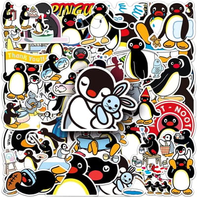 50 stuks Pingu Stickers Pingi Graffiti Stickers Diy Dagboek Telefoonhoesje Handgemaakte Scrapbook Esthetische Stickers gray