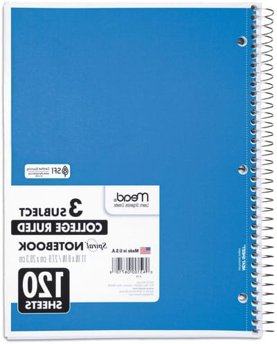 Spiraal Notitieboek - Schrijfblok College - Notities Maken - 3-Vaks Indeling - 85 x 11 Inch - Wit