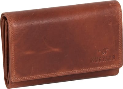 MUSTANG Leren Portemonnee Udine Wallet with Flap Cognac Bruine
