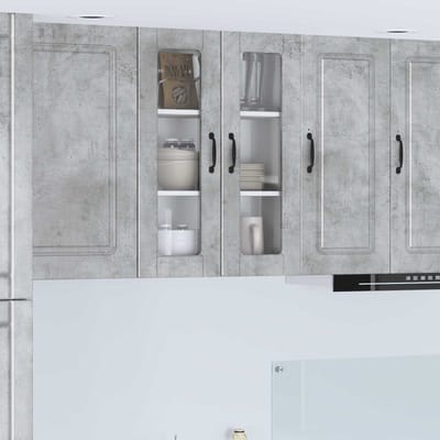 vidaXL - Wandglas - Kasten - PORTO - Beton - Grijs - 60 - x - 31 - x - 80 - cm - Bewerkt - hout