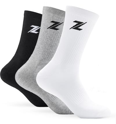 ZEUZ Sokken 3-Pack - Sportsokken Heren & Dames - Grijs, Wit & Zwart - Small