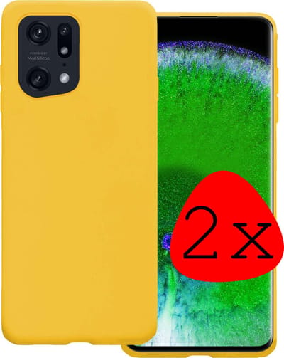 Hoesje 2 Stuks - Geschikt voor OPPO Find X5 - Sterk & Shockproof - Case Siliconen - Back Cover - Telefoon Hoes - Geel