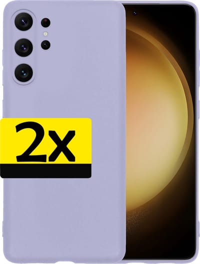 Hoesje - 2 Stuks - Geschikt voor Samsung Galaxy S23 Ultra - Sterk & Shockproof - Case Siliconen - Back Cover - Telefoon Hoes - Telefoonhoesjes - Lila
