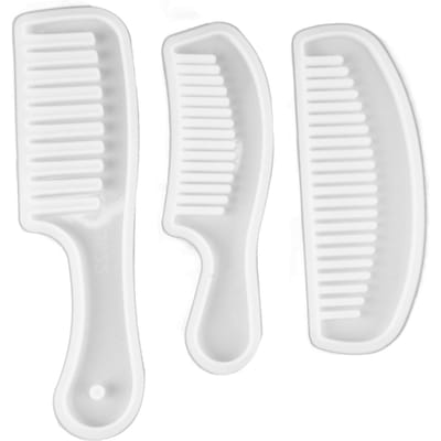 3 pièces Moules en Silicone Peigne Translucide Dents Larges Moules Ensemble pour Coiffure Bricolage white