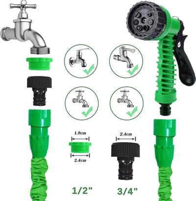 Uittrekbare Tuinslang 30m – Flexibele Magische Waterslang met 7-in-1 Sproeikop – Oprolbare Tuinslang voor Tuin, Auto en Schoonmaak – Groen