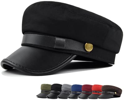 KZQ Unisex pet voor autorijden, klassieke retro pet, dameshoed, theaterpet, baret - zwart