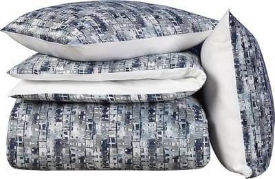 De Witte Lietaer Dekbedovertrek Katoen Satijn Jenga - Tweepersoons -200 x 200/220 cm - Blauw
