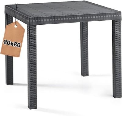 Vierkante tuintafel voor buiten, rotan effect, 4-zits - Eettafel voor balkon en terras