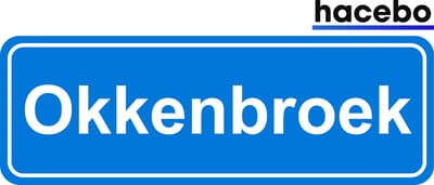 Hacebo - Plaatsnaam Sticker - 29x10 CM - Okkenbroek sticker - Verkeersborden sticker - grappige cadeaus - Okkenbroek