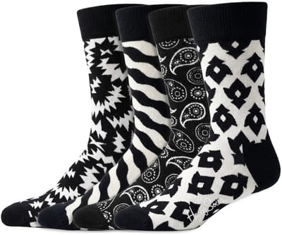 Happy Socks – Voordeelbundel – 4 Paar Sokken – Dames & Heren - Maat 41-46 – Katoen – Zwart & Wit