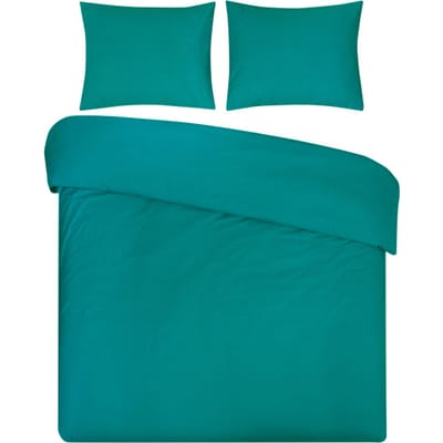 DoubleDry Dekbedovertrek 100% Natuurlijk Katoen - Eenpersoons 140x200/220 cm + 1 Kussensloop - Ademend & Zacht - Zeegroen