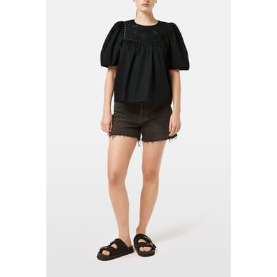 Scotch & Soda Cotton Twill Embroidered Top Black Taglia: 34 | Magliette intime Outlet | Donna | Nero