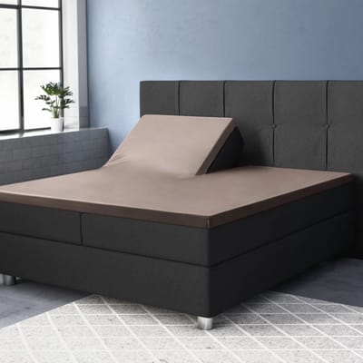 Droomtextiel Splittopper Hoeslaken Katoen Satijn - 160x200 cm Taupe - Hoogwaardige Kwaliteit - Super Zacht