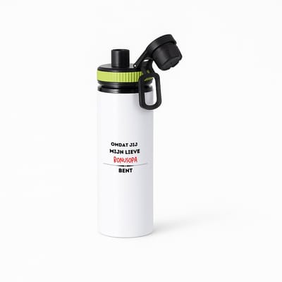 Hacebo® - omdat jij mijn lieve bonusopa bent waterfles met draaidop groen - Opa - de liefste bonusopa - verjaardag - cadeautje voor opa - kado - geschenk - water fles - 850ML