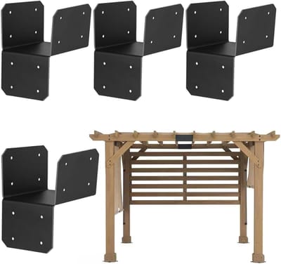 Paalhouders voor hout - Houtverbindingen - Balken verbinden - Roestbestendige staalconstructie - 4 stuks - Zwart