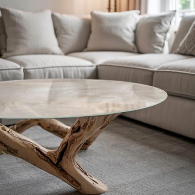 Coloray Tafelblad - Salontafel Blad - 50 cm - Romig - Rond Glazen Tafelblad - Glazen Blad - Tafelblad Van Gehard Glas - Tuintafelblad - Tafelblad Buiten woonkamerdecoratie