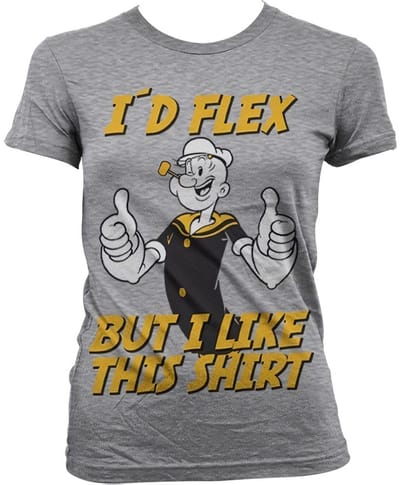 Popeye I'd Flex Girly T-shirt voor dames, heather-grijs