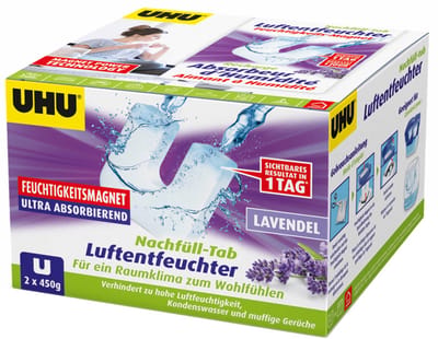 UHU navulling LAVENDEL voor vochtvreter / luchtontvochtiger, 2 x 450 g