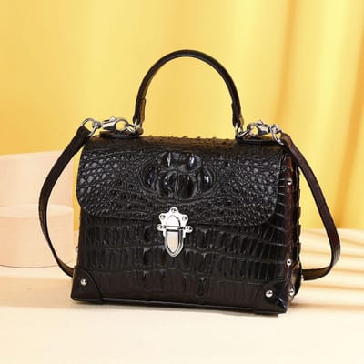 Dames Trendy Schoudertas, Himalaya Wit Hand Handtas, Modieuze Box Tas, en Dames Krokodillenbotpatroon Crossbody Tas 23*11*17cm zwart