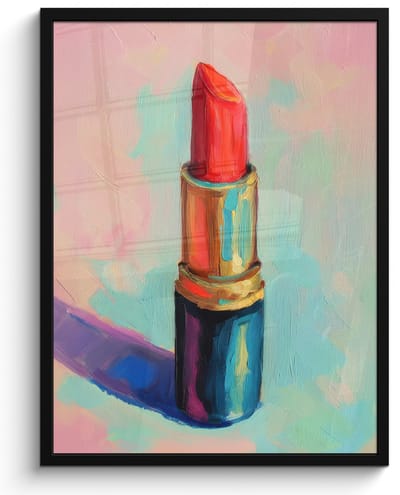 Poster in lijst - Fotolijst 60x80 cm - Posters - Lippenstift - Rood - Penseelstreken - Posterlijst zwart - Decoratie - Wanddecoratie woonkamer - Muurdecoratie slaapkamer