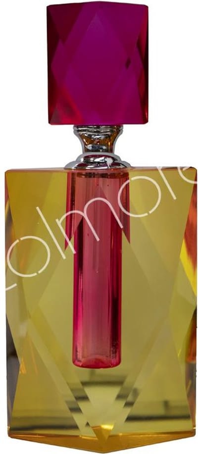 Colmore Decoratieve parfumfles geel fuchsia kristalglas 8x5x18cm