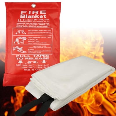 Brandblusdeken voor Thuis en Buiten - 1m x 1m Vlamwerende Deken voor Keuken, Barbecue en Auto