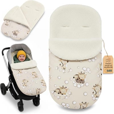 Voetenzak Kinderwagen - Baby Omslagdeken - Winterse Wandelingen - Waterafstotende Buitenkant - 90x45 cm - Giraffen