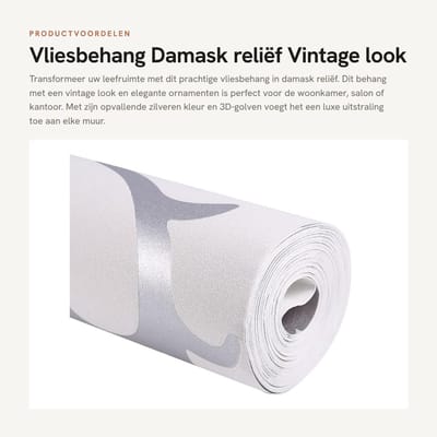 Dailygoods- Vliesbehang Vintage Look - Barokke Wanddecoratie - Ornamenten