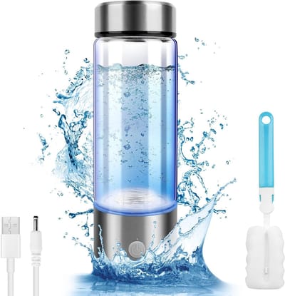 Allecto - Draagbare waterfles - Waterstofgenerator - Gezondheidsvoordelen - 420 ml - Ionisator voor water - Antioxidanten - Geschikt voor sporters ...