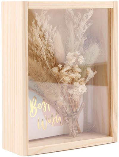 Dailygoods- Geldcadeau Bruiloftset - Huwelijksgeschenken voor Bruid en Bruidegom - Met Doos - Houten Reageerbuisjes - Droogbloemen - Wenskaart - Trouwcadeau