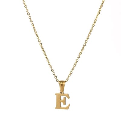 Aramat Jewels | Halskettingen | Stalen Letter Ketting goudkleur | E | |1,5mm | Staal | Volwassenen | Verkleurd niet
