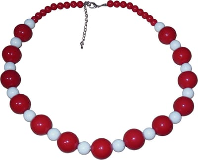 Kralen ketting rood-wit