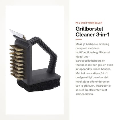 Dailygoods- Grillborstel 3-in-1 Design - Roestvrij Staal - Reinigingsset voor Grill/Oven - Veilig Handvat - Geschikt voor Gas/Kolenovens - Efficiënt Schoonmaken - Barbecueborstel