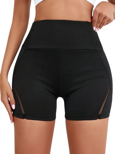 SparkNine Breezemotion dames short - stijlvol met ventilatiegaatjes - L - zwart - ademend - korte broek - hoge taille - squatproof