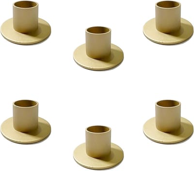 Set van 6 Matte Kaarsenhouders Goud voor Bar Kaarsen (Diameter 2,2 cm) - Stijlvolle Metalen Kaarsenhouders voor Bruiloften, Feestjes en Woondecoratie