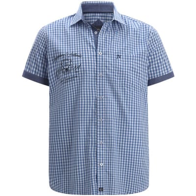 Jan Vanderstorm herren Overhemd Met Korte Mouwen - 47/48 - blauw - Plus Size