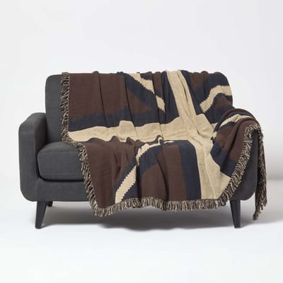 Homescapes Jacquard deken Union Jack Limited Edition – 100% katoen, omgekeerde kleurstelling, 150 x 200 cm