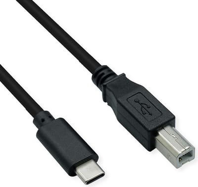 ROLINE USB2.0 Type C Kabel, C - B, M/M, zwart, 1,8 m